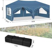 Carpa Gazebo 3x6m 6 Paredes Laterales Resistente al Agua Protección UV 50+ Altura Ajustable Azul - details 5