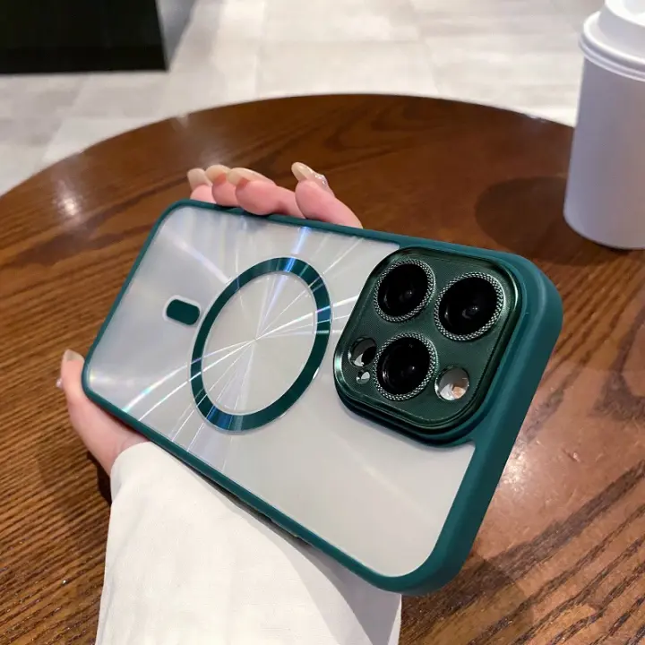 Funda de teléfono magnética transparente para iP A prueba de golpes con material PC+TPU - 1
