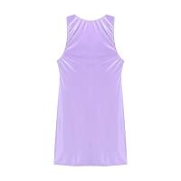 Mini calcetines sin mangas de color sólido con aceite brillante para mujer, vestido corto cansado, vestido elástico con cuello en U para fiesta - details 31