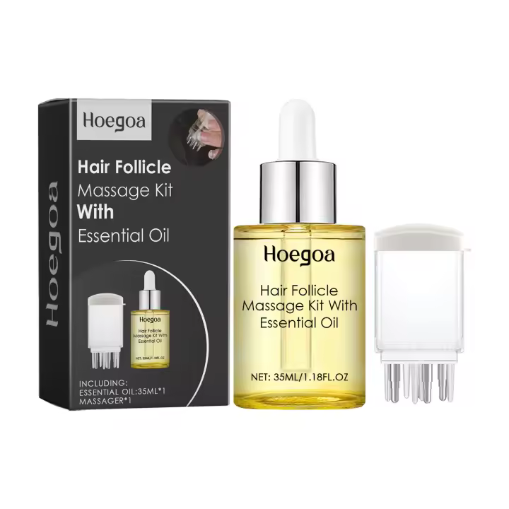 El kit de masaje con aceite de esencia para el cabello alivia el cabello seco y encrespado, suaviza, fortalece el cabello denso y masajea el cuero cabelludo - 1