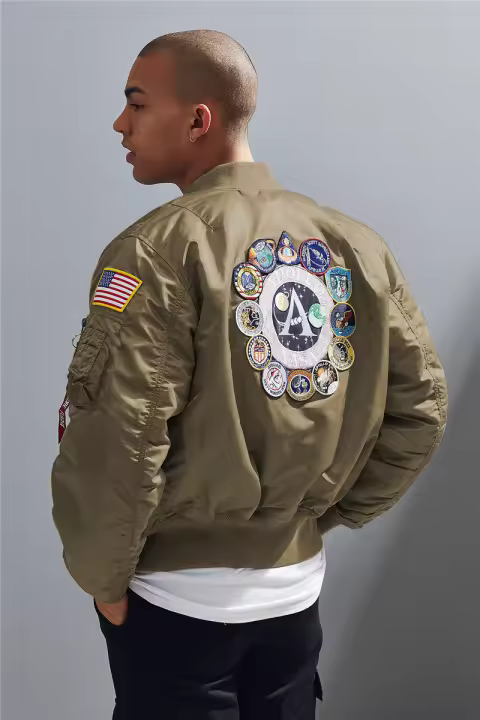 Chaqueta de vuelo de bombardero de invierno Vintage MA-1 APOLLO ropa de calle para hombre ropa de calle cálida Varsity Hip Hop jugador de béisbol piloto USAF - 1