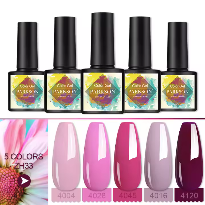 Parkson-Juego de 5 esmaltes en Gel para uñas, barnices UV híbridos semipermanentes para manicura, diseño artístico - 1