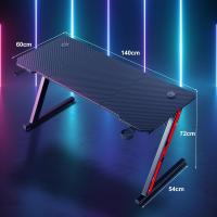 Mesa de Juegos Ergonómica en Forma de Z Fibra de Carbono Portavasos y Gancho para Auriculares Negro - details 2