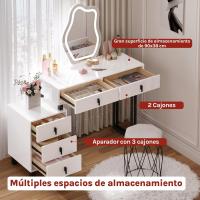 Maquillaje de Alto Brillo con Encimera 2 Cajones y 1 Cómodo Mara y Metal Mueble de Dormitorio Morno - details 11