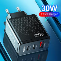 Adaptador de carga rápida de 3 puertos, cargador de pared USB, entrega de energía, 30W - details 2