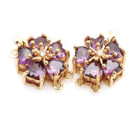4 juegos de collares de flores de latón y circonita de Color dorado de 18K, cierres de conexión, suministros para hacer joyas Diy, accesorios para mujer - details 1