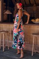Vestido largo acampanado estampado sin mangas con cuello colgante de verano 2025 para mujer - details 0
