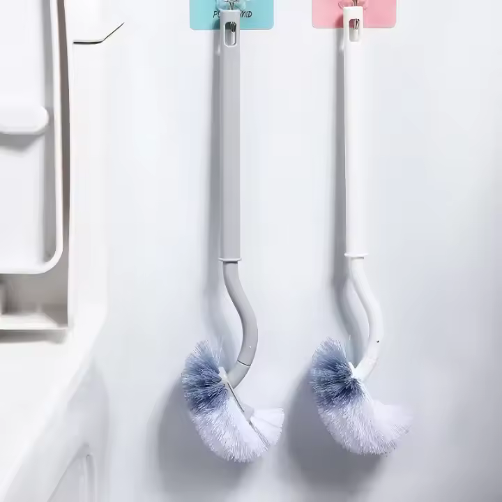 Cepillo de Inodoro Montado en la Pared Cabeza Curvada suave para Limpieza del Hogar Ecológico - 1