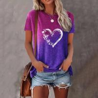 Camiseta de Manga Corta con Estampado de Mariposa y Corazón Ropa Casual de Primavera-Verano para Mujeres Moda Oversize - details 3