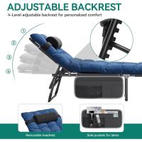 Taburete de Playa Plegable con Almohada 190x68x31cm 4 Posiciones Ajustables Carga de 300lbs - details 4