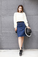 Falda Vaquera Mujer 2025 Primavera - Falda Tubo Ajustada con Abertura Trasera, Denim Elástico de Alta Calidad, Corte A-Line Mid-Length para Estilo Casual o Elegante - details 13