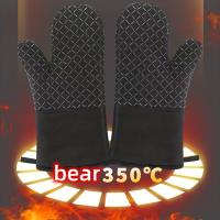 Manoplas de silicona y almohadillas térmicas para horno, mitones gruesos resistentes al calor y almohadillas térmicas para asar, hornear, cocinar, asar, calentar, 4 Uds. - details 3