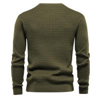Suéter de punto para hombre, camiseta informal de manga larga con cuello redondo y ajuste holgado - details 18