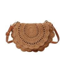 Bolso tejido con hilo de algodón con borde de flores, bolso cruzado de paja Retro ahuecado, bolso tejido de estilo étnico con perlas transpirables para uso diario - details 12