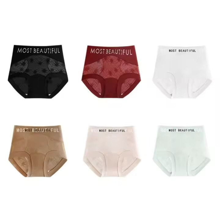 4 Uds. Bragas dulces de encaje fino con flores, bragas sin costuras con entrepierna de algodón a media cintura, bragas de malla de encaje transparente para niña - 1