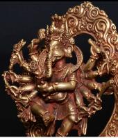 Como el Dios de la riqueza en Nepal, adorno de práctica de estatua de Buda de adoración antigua de cobre puro tántrico tibetano hecho a mano - details 5