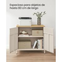 Armario de Almacenamiento, Aparador de Metal, Puerta Magnética Doble, Estante Ajustable, Marco de Acero, 40 x 80 x 76 cm, Beige Natural y Blanco - details 27