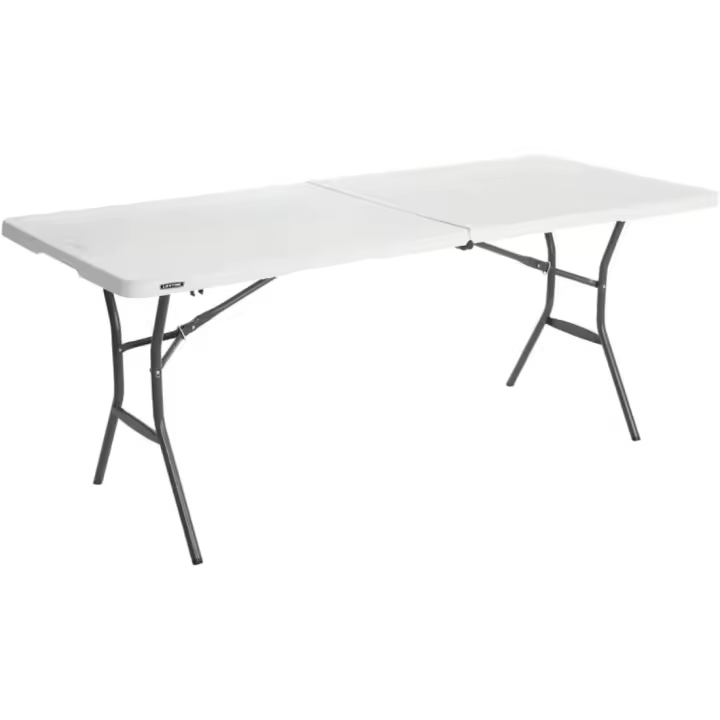 185x76x74 cm Mesa rectangular plegable blanco efecto granito - 1