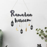 Ramdan Kareem Letras de Madera Decoración de Eid Mubarak con Guirnaldas de Papel de Luna Estrellas - details 6