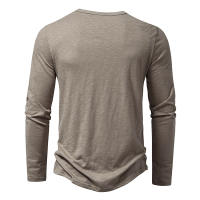 Camisa De Algodón Para Hombre Con Botones Cuello Henley Manga Larga Casual Color Sólido Moda Camisetas Transpirable Ligera Y De Wicking De Humedad - details 12