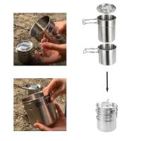 Olla al aire libre de los utensilios de cocina, taza determinada del café 2pcs con las tapas de ventilación, taza que acampa del acero inoxidable 304 - details 1
