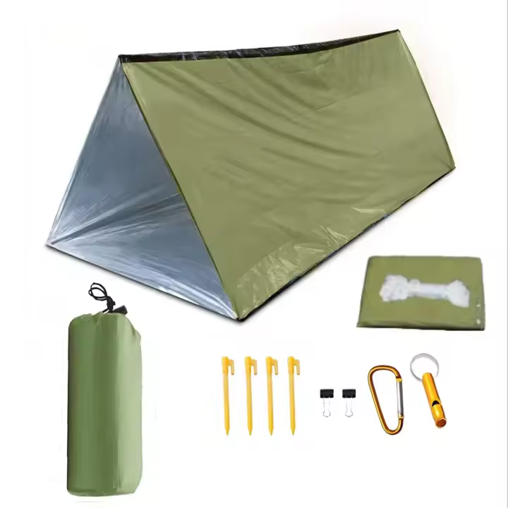 Set de Tienda de Emergencia al Aire Libre Portátil Taladros, Clips, Silbato, Bolsa de Almacenamiento de Carabinero - 1