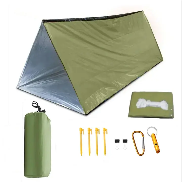 Set de Tienda de Emergencia al Aire Libre Portátil Taladros, Clips, Silbato, Bolsa de Almacenamiento de Carabinero - 1