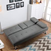 Sofá Cama Plegable de Poliéster 2 Plazas Soporte de Botella 167 X94 cm Max Capacidad 350 KG Gris - details 28
