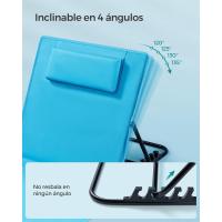 Juego de Tumbonas de Playa Portátil Tumbona, Cojín, Resaldo Basculante 158 x 55 cm Azul Cielo - details 6