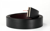 Cinturón de piel auténtica de vaca 100% auténtica, sin hebilla para hebilla automática, cuerpo de cinturón vintage de 3,50 cm de ancho, color negro y marrón - details 3