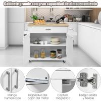 Carrito de Cocina Carro de Servicio Comedor con Ruedas,Toallero,Cajón, Puerta y Estantes Gabinete Mueble de Cocina (blanco) - details 1