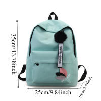 Mochila de gran capacidad con hojas impresas, mochila de lona de Color sólido con hojas impresas, mochila portátil con cremallera de estilo universitario - details 0