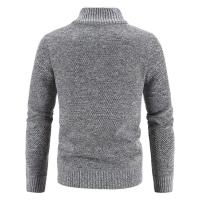 Suéter de punto con cuello abierto para hombre, abrigo de lana con cremallera de Color sólido adelgazante, Top para hombre - details 4