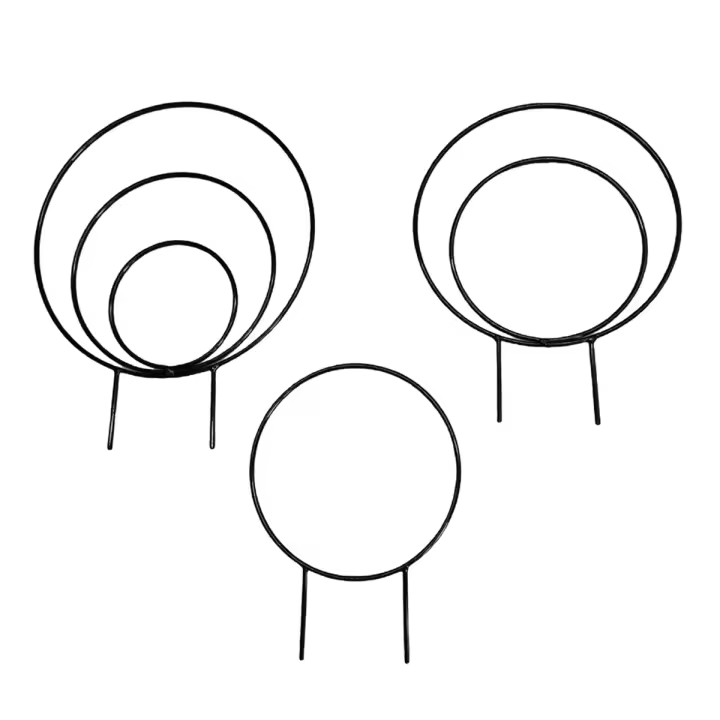 Juego de 3 enredados redondos para plantas trepadoras, marcos de metal para hiedra en maceta, soporte para plantas en macetas al aire libre, A - 1