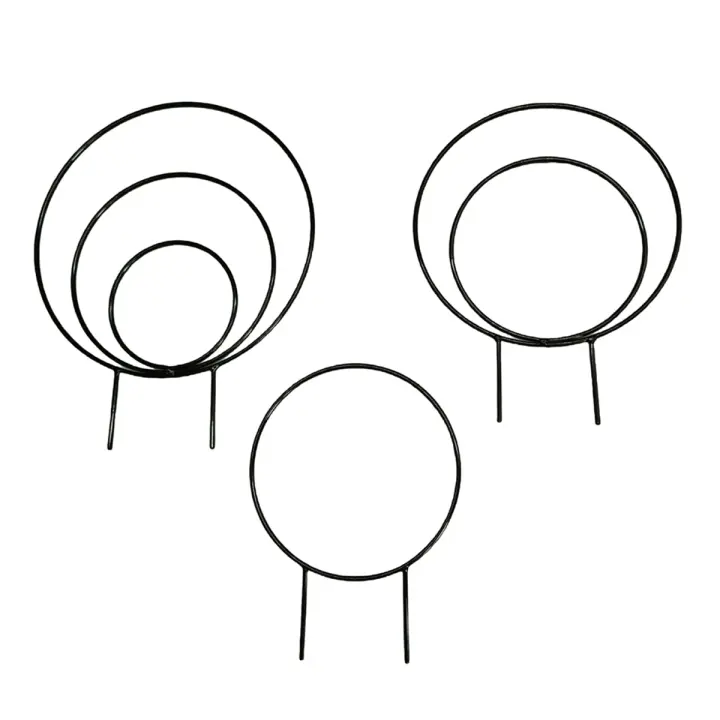 Juego de 3 enredados redondos para plantas trepadoras, marcos de metal para hiedra en maceta, soporte para plantas en macetas al aire libre, A - 1