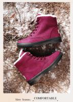 Botas de nieve cálidas antideslizantes para mujer, botines impermeables al aire libre, zapatos de senderismo de piel, zapatillas de felpa con cordones, Invierno - details 10