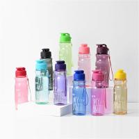 Botella de agua deportiva de gran capacidad, botella de agua portátil multicolor transparente, vaso de plástico para viaje al aire libre, 650ML - details 3