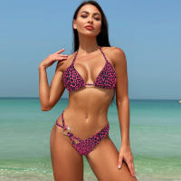 Conjunto de Bikini de Estampado de Leopardo Cuello Colgante en Triangle - details 11