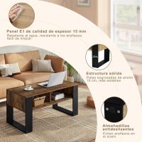 Mesa Central Baja con 2 Niveles Mesita Lateral para Sofá Mesa de Café con Comportamientos - details 3