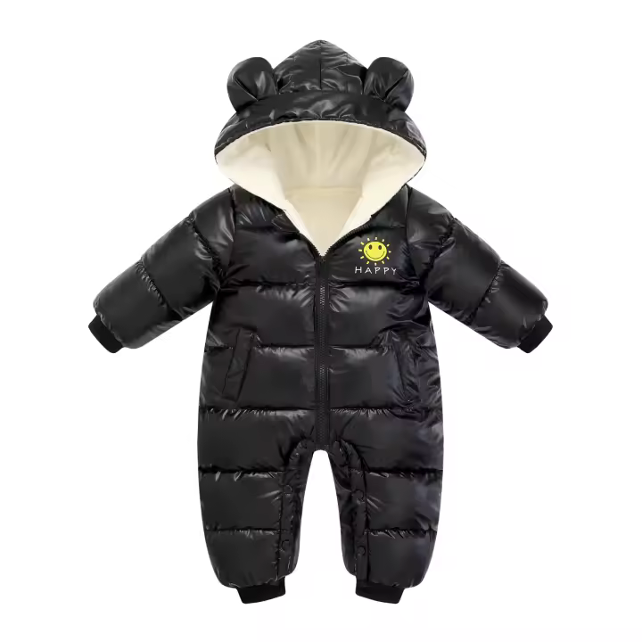 Chaqueta de invierno para bebé recién nacido, chaqueta impermeable de terciopelo, mono para niño pequeño, capa con capucha - 1