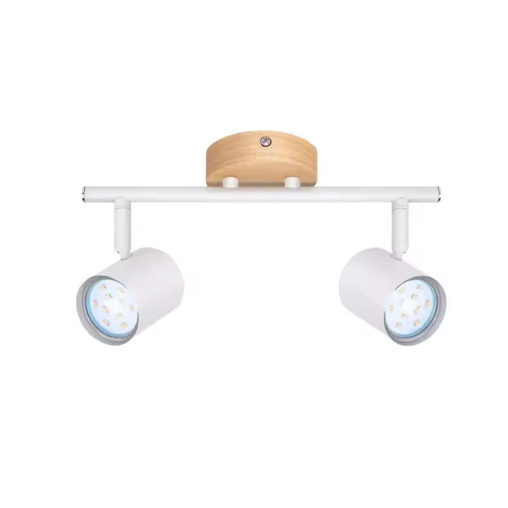 CBJKTX Plafón LED de 2 llamas Plafón blanco GU10 Foco giratorio Aplique de pared de madera Foco de pared para dormitorio Sin - 1