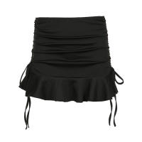 BUNO-minifalda con volantes de cintura baja para mujer, faldas cortas sexys Y2K con cordón ajustado negro, trajes informales de moda para verano - details 7