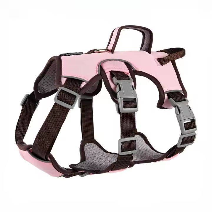 Correa Reflectante de Nylon para Perros Chaleco Oxford con Ventilación 3D, U-Collar Antiasfixia, Correa Ajustable 1.5m, Tallas M-L (Hasta 22kg) - 1
