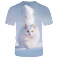 Camiseta con estampado 3D de gato para hombre y mujer, camiseta de manga corta con patrón de serie animal, novedad - details 1