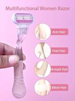 Juego de cuchillas de afeitar de acero inoxidable para mujer, 1 MANGO y 8 cuchillas, herramienta de depilación Manual de Bikini de 3 capas, maquinilla de afeitar de seguridad reemplazable - details 2