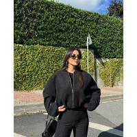 BUNO-Chaquetas Bomber rojas con cremallera para mujer, chaquetas recortadas suaves, chaqueta deportiva de manga larga para mujer, novedad en prendas de vestir exteriores 2025 - details 3