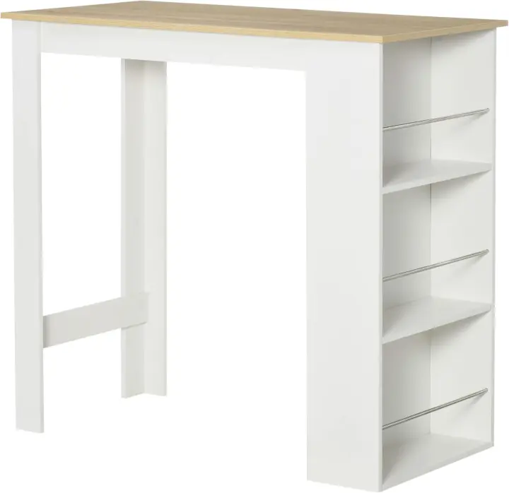 Mesa de Bar de Bistro Mesa de Comedor con 3 Estantes para Bebidas y Barra Estructura de Madera Mesa Alta para Cocina Sala de Estar 112x57x106 cm Negro - 1