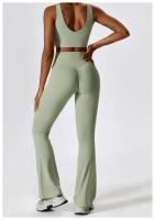 Traje de Yoga Deslizante para Mujer Entrenamiento de Baile Secado Rápido Fitness y Ocio Conjunto de Deporte de Dos Piezas Chaleco+Pantalones - details 11