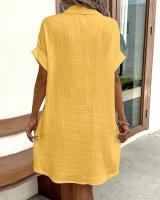 Minivestido Vintage liso para mujer, moda de verano con cuello en V, manga tres cuartos, vestido de lino y algodón, Vestidos informales para vacaciones - details 15