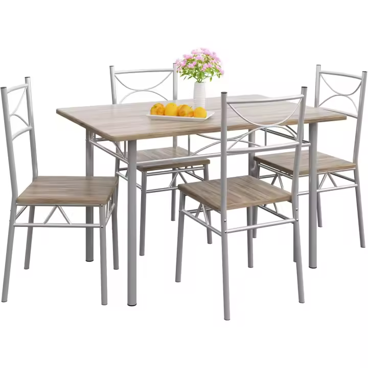 Conjunto Mesa y 4 sillas Paul Muebles de Cocina Comedor Haya Mesa MDF Resistente 110x70cm - 1